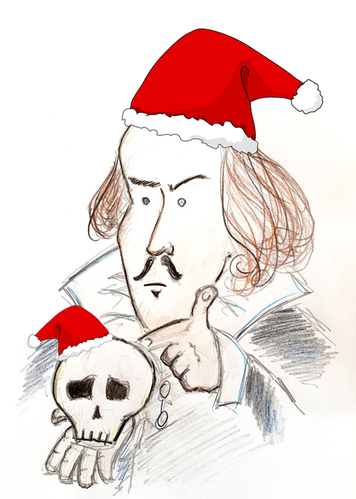 Whimsical sketch of Shakespeare
