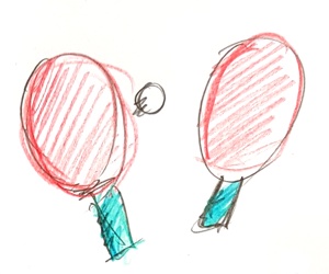 A drawing of two ping-pong rackets
